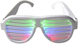 Light up Shutter Glasses by Glowseen -Sound Reactive-USB Rechargeable Rave Glasses-White