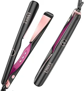 LANDOT Hair Straightener and Curler 2 in 1 - Twist Straightening Curling Iron Combo - Flat Iron Curling Iron in One for Curl Wave Straighten Hair