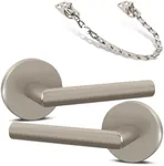 Mega Handles RAEGEN Collection - Reversible Dummy Door Handle 2 Pack + Transom Chain (Satin Nickel)