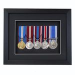 3d Deep Box Frame To Display War/Military/Sports Court Mounted Medals Black White Grey Oak (Black with Black Mount, 5 Medals)