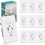 BESTTEN 10 Pack USB Outlet, 15 Amp