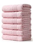 Aibaser Hand Towels-16x30inch - Lightweight and Highly Absorbent Hand Towels for Bathroom, Travel, Gym, Shower and Spa (Pink)