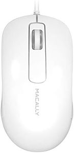 Macally 3-Button Optical USB Wired Computer Mouse with 5-Foot Cord, Compatible with PCs, Apple Macs, Desktops, Laptops (ICEMOUSE3), White