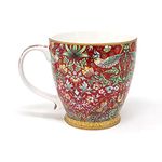 The Leonardo Collection Breakfast Coffee Mug William Morris Strawberry Thief Red Fine China Large Capacity Tea Cup 480ml (16.9fl oz)