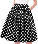 Taydey A-Line Pleated Vintage Skirts for Women Black Point S