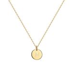 Valloey Rover Initial Necklaces for Women 14K Gold Plated Dainty Letter Necklce Round Coin Disc Pendant Double Side Engraved A-Z Necklace Personalized Jewelry Gift for Women, Standard, Metal, Cubic