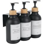 Shampoo Dispenser for Shower Wall 3 Chamber, No Drill Shampoo and Conditioner Dispenser with Waterproof Labels, Wall Mounted Shower Soap Dispenser for Home Bathroom - Black