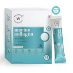 Wellbeing Nutrition Pure Korean Marine Collagen Supplements for Women & Men | Clinically Proven Type 1 & 3 Hydrolyzed Peptides | For Anti-Aging, Radiant Skin & Hair Growth | Unflavored - 6 Sachets