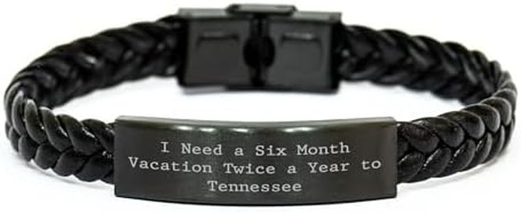 CUCOLUS Tennessee Vibes Interlaced Leather Bracelet, Funny Quote 'I Need A Six Month Vacation Twice A Year To Tennessee', Unique Mother's Day Unique Gifts from Friends, Coworkers, or Family