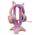 Tilted Nation Gaming Headphone Stand | Pink Headset Stand | RGB Headset Holder for Desk with Mouse Bungee and USB Hub | Cute Headphone Stand for Gamer Girl Accessories