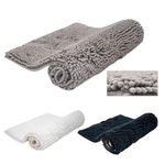 AQUALONA® Luxury Chenille Bath Mat - Super Soft, Highly Absorbent, Non-Slip, Quick Drying, Machine Washable Bathroom Rug for Ultimate Comfort and Style, (Grey)