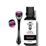 Nutrionz Organic Beard Growth Oil for Beard and Moustache Oil, 30 ml | Beard Oil for Men | Non-Sticky, Light | Almond Oil, Aloe vera, Vitamin E | Shiny Nourished Beard Growth with Derma Roller 0.5 mm