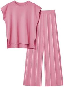 Veriliss 2 Piezas Ropa Mujer Traje De Verano Jerséis De Punto Pantalones De Loungewear Top De Cuello Redondo