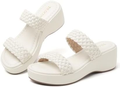 Tilocow Two Strap Platform Wedge Sandals Women Summer Beach Woven Slides