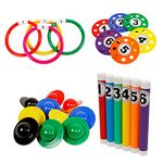 GISCO Swimming Toy Set, Diving Pool Set, Diving Rings, Diving Discs, Diving Sticks, Floating Egg Flips Pool Games Summer Swim Water Toys | Set of 4 Items (26 Pc Set)