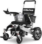 Tripaide 25miles Folding Electric Wheelchairs for Adults Collapsible Support 330lbs, 20.3in Seat and 25.2in Backrest, All Terrain Power Wheelchairs Portable Lightweight