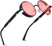 besbomig Retro Circle Sunglasses Steampunk Style Eyewear - Vintage UV400 Protection Polarized Sunglasses Round Lens Metal Frame for Men Women Unisex
