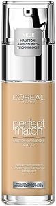 L'Oréal Paris Make up, Flüssige Foundation mit Hyaluron und Aloe Vera, Perfect Match Make-Up, 3.N Creamy Beige, 30 ml
