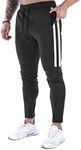 DIOTSR Men's Athletic Jogger Pants Slim Fit Track Sweatpants 2-Stripes Running Workout Trousers with Pockets(Black US 2X-Large)