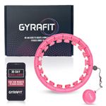 GYRAFIT Premium Smart Hula Hoop – 30-Day Challenge Included – Adjustable Hula Hoop with Weight Ball for Adults – Advanced Hula Hoop Weighted with 360-degree Massage Heads – 120cm