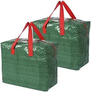Sattiyrch 2-Pack Christmas Garland Bags Holiday Garland Storage Includes Card Slot Dual Zipper and Carry Handles Waterproof Polyethylene (Green)