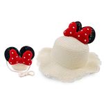 VRITRAZ Polyester Breathable Mini Mouse With Leaf Design Kids White Hat For Boys And Girls, Summer Sun Protection, 6 To 14 Years.