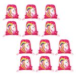 PARTEET Non Woven Fabric Unicorn Modern Dori Bags Drawstring Bag Gift Bags For Birthday Return Gifts For Kids-Unicorn Party Favors (Pack Of 12),Multicolor