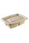 Sugarcane Container Bagassse 750 ml Food Takeaway Rectangular Containers With Lid Compostable, Ideal for Food Takeaway, Sustainable Food Packaging Solution Pack of 10 Pcs