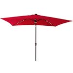 C-Hopetree 6.5 x 10 ft Rectangular Outdoor Patio Market Table Umbrella with Solar LED Lights, Red