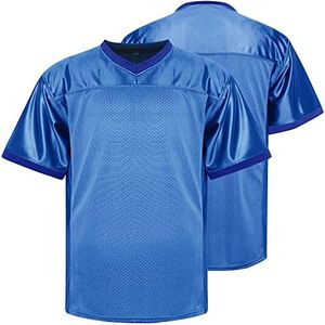 MESOSPERO Blank Practice Football Jersey Mesh Athletic Sports Football T-Shirt Black White Red (Blue, Medium)