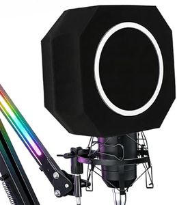 ktondic Professional Mic Isolation Shield with Pop Filter, Microphone Sound Isolation Ball, Sound-Absorbing Foam to Reduce Noise and Reflection for Recording, Singing, Podcasts, Live Stream