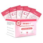 NXJ INFILILA Nail Polish Remover Pads 50PCS, Non-Drying Nails Removes, Individually Wrapped Nail Polish Remover Wet Wipes with Aloe Vera and Rose Essence