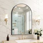 FORBATH Arched Mirror, 24"x36" Black Bathroom Mirror, Metal Framed Modern Vanity Mirror, Home Decor for Bathroom, Living Room, Mantle and Entryway, Hanging or Leaning Against Wall