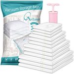 AirBaker Vacuum Storage Bags 12 Pack Space Saver for Clothes Blankets Clothing Traveling Comforters Vacuum Seal Bag with Travel Pump (3XL+3L+3M+3S)
