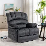 Czlolo Large Boy Lazy Recliner Chair for Adult, Comfortable Manual Single Recliner Sofa in Velvet Fabric, Oversized Reclining Chair for Living Room, Bedroom(Dark Grey)