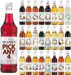 Monin 1L (1000ML) Syrup for Coffee & Drinks. Pick Any 4 Bottles from 23+ Flavours Inc. Salted Caramel, Hazelnut, Strawberry, Vanilla, Chocolate Cookie,Gingerbread, Honeycomb and More