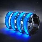 Tabiger LED Armbands, 4-Pack Glow Bracelet Safety Wristband Ankle Reflective Strips with Flashing Lights for Night Sports Running Cycling (Blue)