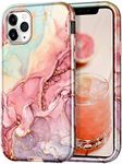 Btscase for iPhone 11 Pro Max Case 6.5 inch,Marble Pattern 3 in 1 Heavy Duty Shockproof Full Body Hard PC+Soft Silicone Drop Protective Women Girls Cover for iPhone 11 Pro Max, Rose Gold