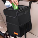 GADLANE Car Bin Tidy With Lid - 13 Litre 100% Waterproof Leakproof Collapsible Car Rubbish Bin Organiser - Traps Odour