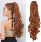 QAUARUMSUN Claw Clip Ponytail Extension Curly Wavy Ponytail Extension 18" Long Ponytail Hair Synthetic Heat Resistant Hair Extensions For Women Girls(30)