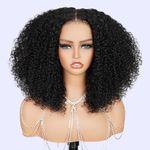 MEGALOOK Ready to Go Glueless Wigs Human Hair Pre Plucked Pre Cut Salon-Quality 280% Density HD Lace 6x5 Closure Wig 12A Silky Straight Wig 100% Real Human Hair Bleached Tiny Knots (x6 Special Curly wig, 16 inch)