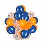 AimtoHome 12 inch Navy Blue And Orange Confetti Balloons Navy Blue And Orange Latex Party Balloons Party Decorations Supplies, Pack of 50