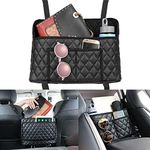 NganSuRong Car Net Pocket Handbag Seat Organiser Holder Purse Document For PU Leather Holder Car Storage Tidy Pocket Bag Gap Back Baby Kids Car Seat Toy Black Box