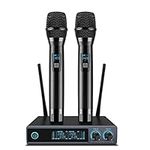 VeGue UHF Wireless Microphone, Metal Professional Dual Channel Handheld Dynamic Mic System, for Karaoke, Party, Church, DJ, Wedding, Meeting, Home KTV Set, Outdoor Events, 200ft(VW-022)