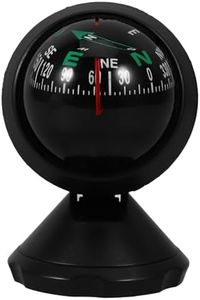 Homoyoyo Adjustable Car Compass with Stick-On Base | Universal Dashboard Navigation Tool for Cars, Boats & Outdoor Hiking | Bubble Ball Design Direction Guidance Accessory (Black, 2.5 Inch)