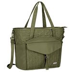 Utility Teacher Tote Bag for Women Work Bags Quilted Large Nurse Tote Bag with Pockets for 15.6" Laptop for Teacher Supplies, Army Green, Travel Totes