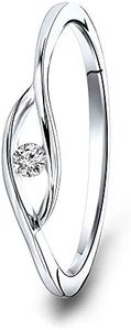 MIORE Anillo solitario para mujer | Anillo de diamante | auténtico oro blanco de 9 quilates (375) | con auténtico diamante de 0,05 quilates | anillo de compromiso de oro respetuoso con la piel |