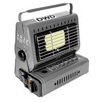 DWD® Camping Gas Heater Portable Compact Mobile Caravan Outdoor Fishing Butane Gas 1.3kW Heating Element Safety Grill Automatic Ignition System Carry Handle excellent heat output (Grey Gas Heater)