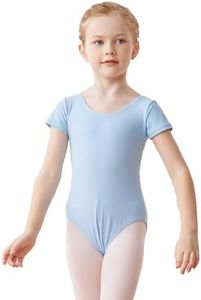 Daydance Lined Spandex Vest Girls Leotards for Ballet, Dance, Gymnastics, Swim, Blue-lining, 4-6 Years