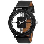 NiyatiFab Black Round Open Dial Black Color Strap Men Watch Watch - for Boys